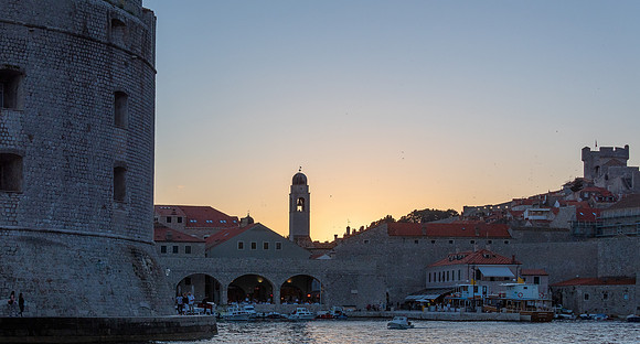 Dubrovnik harbor at sunset