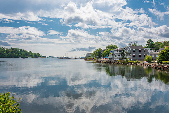Clouds and seaside town