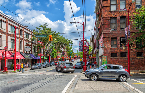 Busy Vancouver Chinatown street